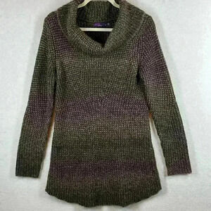 prAna Knit Tunic Sweater Women’s Sz M Purple/Black/Gray Acrylic/Poly/Wool